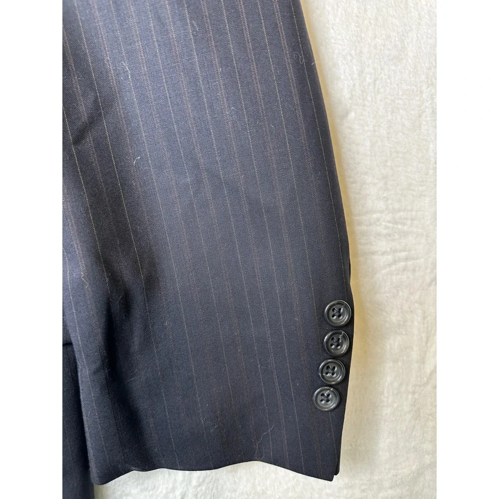 Pronto Uomo Mens Pinstripe Suit 44 Tall 39W Navy Blue Worsted Wool 2pc Canada